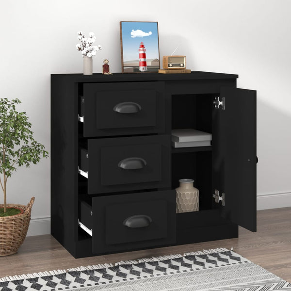 Schwarzes Sideboard 70 cm Holzwerkstoff