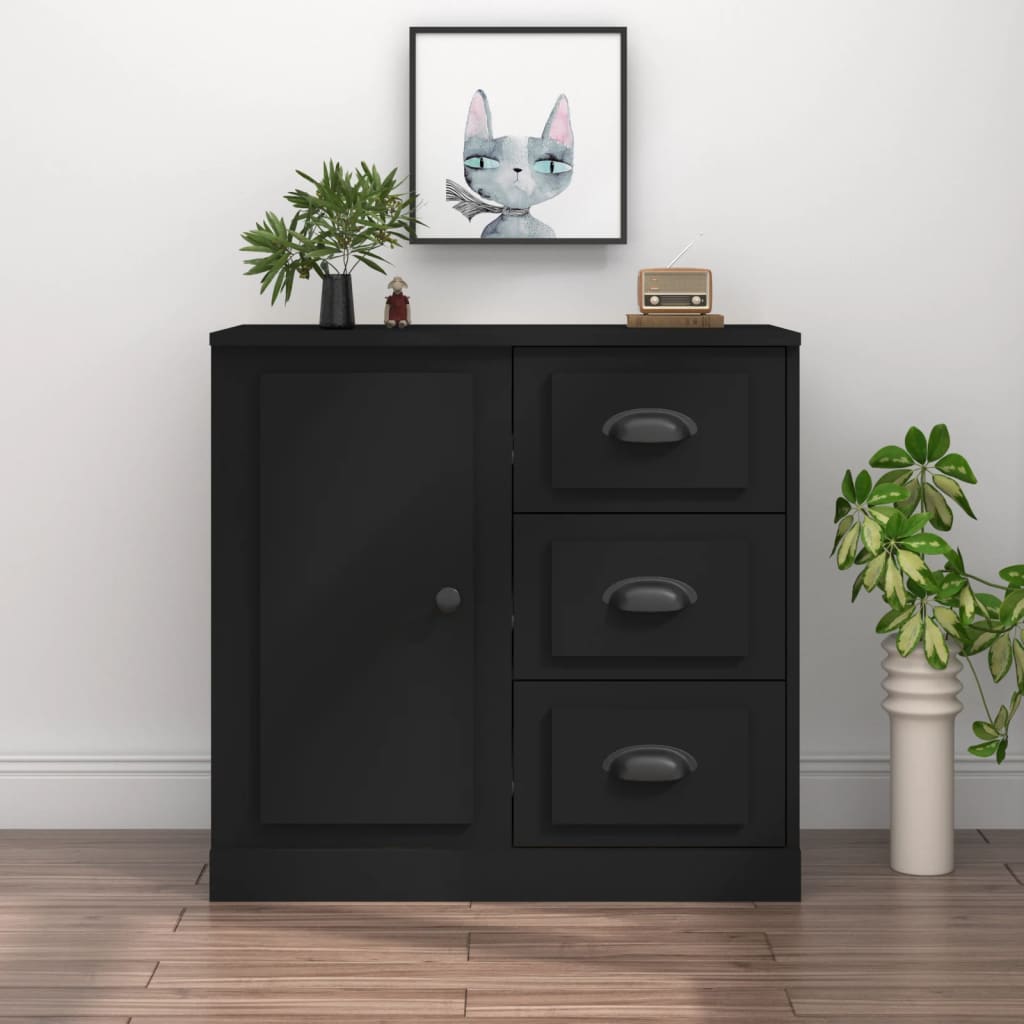 Schwarzes Sideboard 70 cm Holzwerkstoff