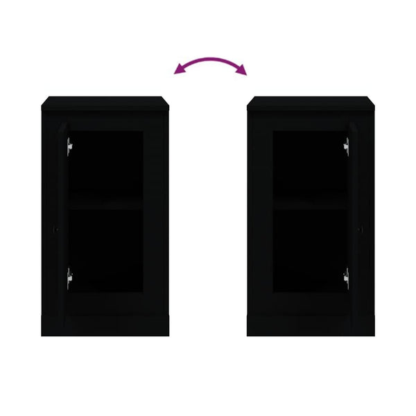 Schwarze Sideboards, 2er Set, 37,5 cm