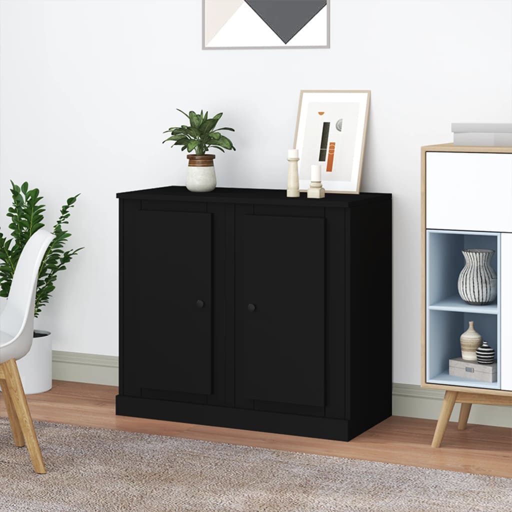 Schwarze Sideboards, 2er Set, 37,5 cm