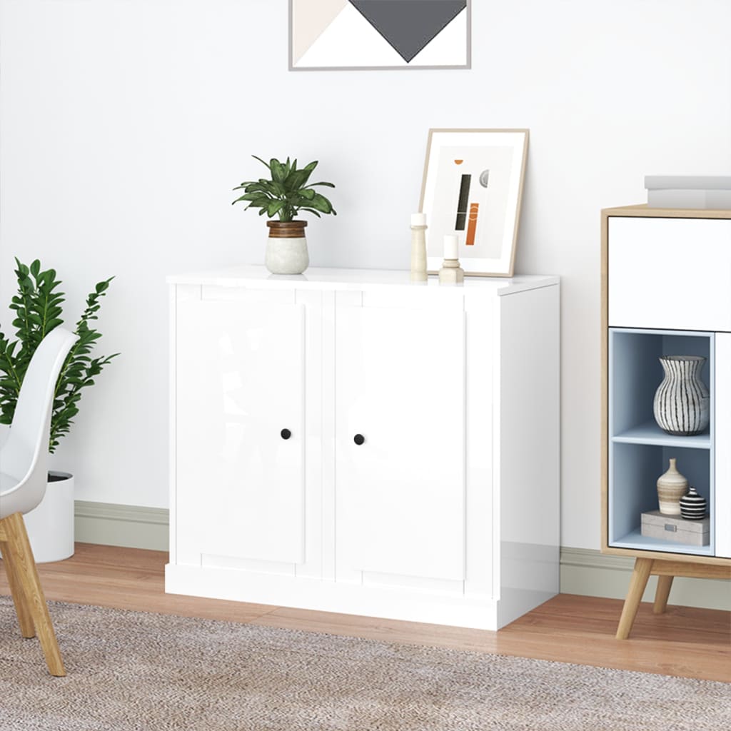 Sideboards 2er Set Hochglanz Weiß 67,5cm