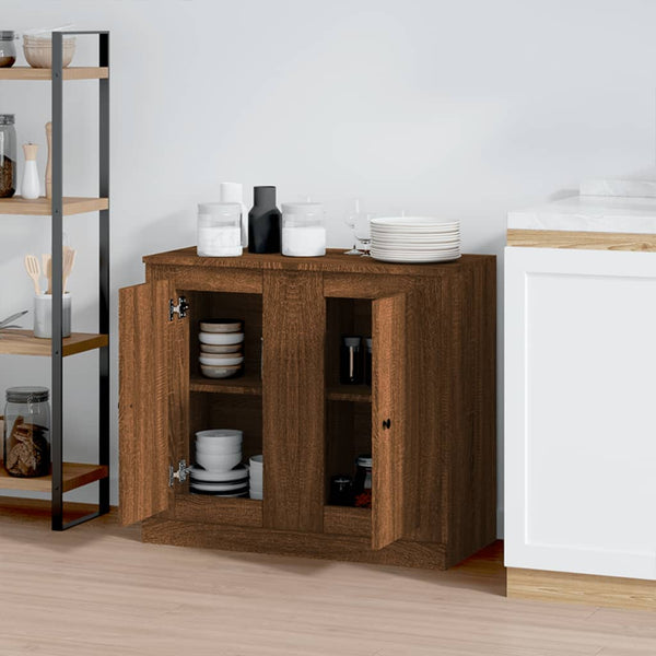 Sideboards 2er-Set Braun Eichenoptik
