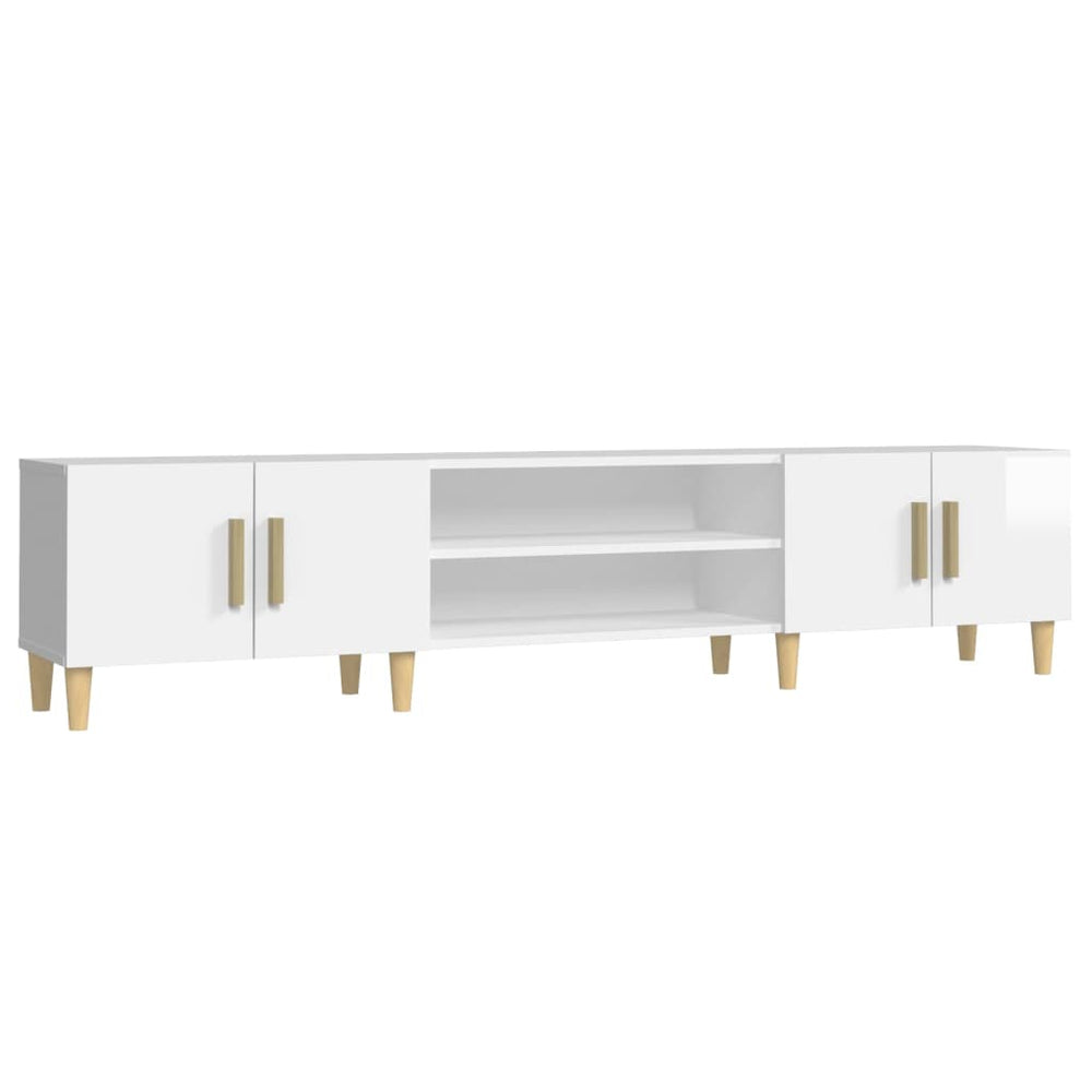 vidaXL Meuble TV blanc brillant 180x31,5x40 cm aggloméré