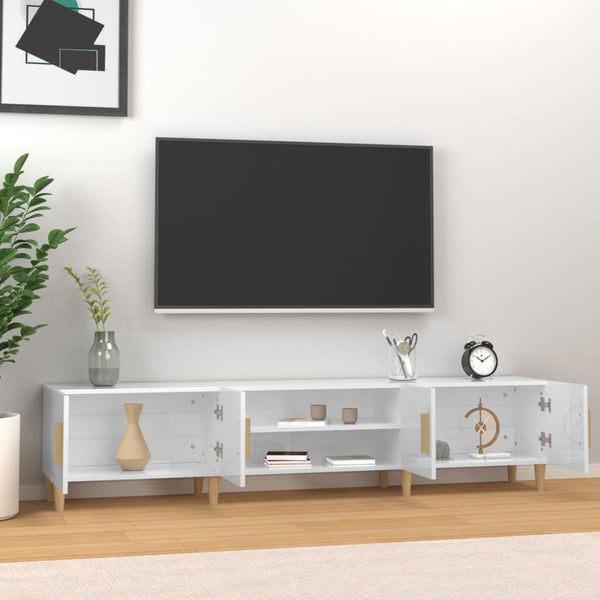 vidaXL Meuble TV blanc brillant 180x31,5x40 cm aggloméré