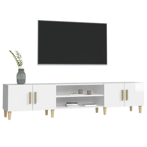 vidaXL Meuble TV blanc brillant 180x31,5x40 cm aggloméré