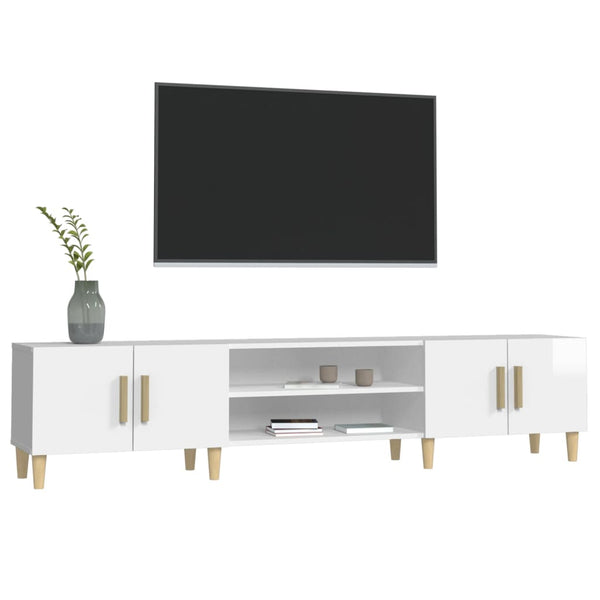 vidaXL Meuble TV blanc brillant 180x31,5x40 cm aggloméré