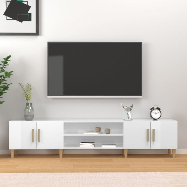 vidaXL Meuble TV blanc brillant 180x31,5x40 cm aggloméré