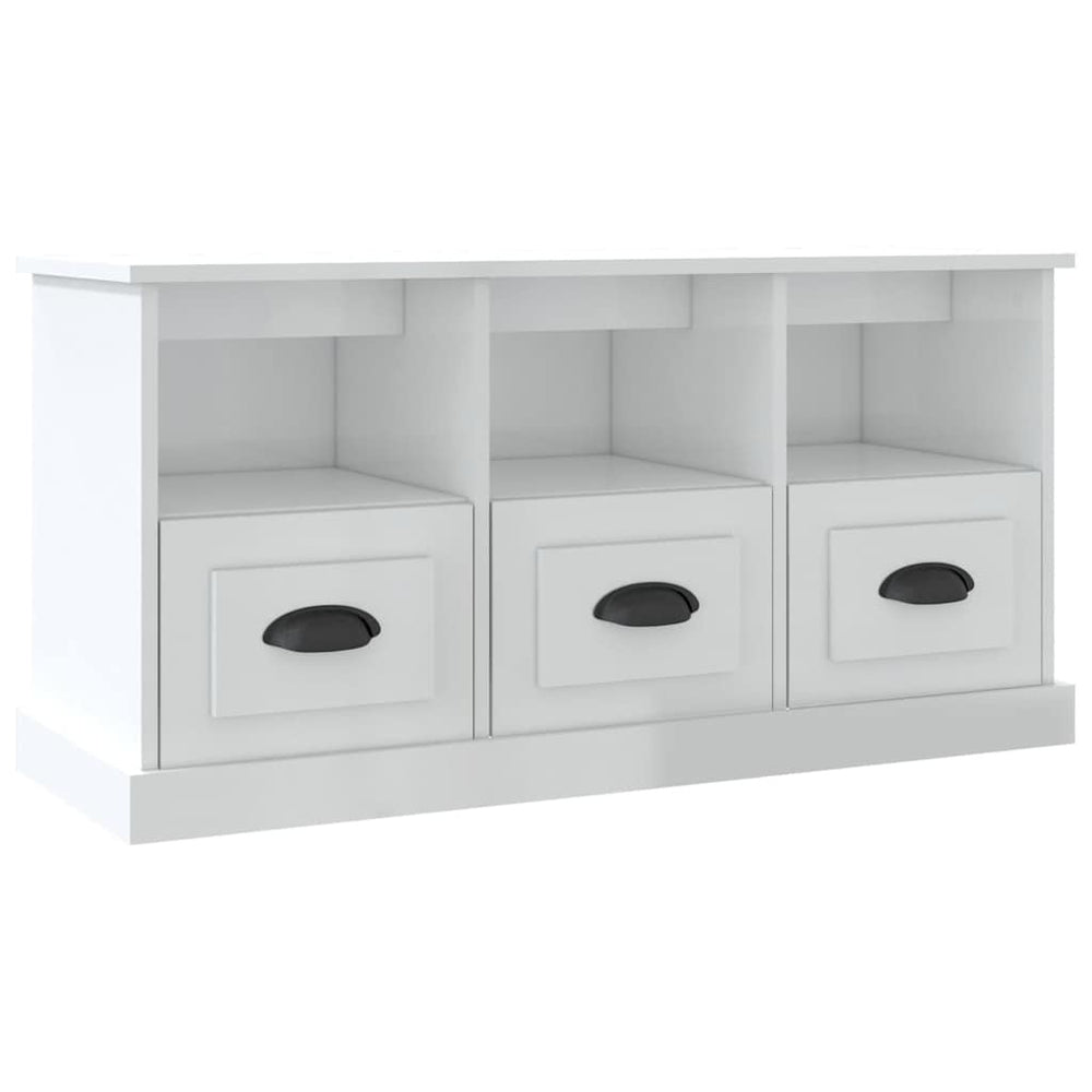 Meuble TV vidaXL blanc brillant 100x35x50 cm aggloméré