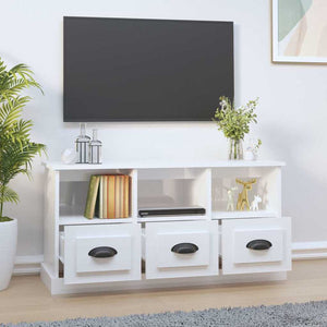 Meuble TV vidaXL blanc brillant 100x35x50 cm aggloméré