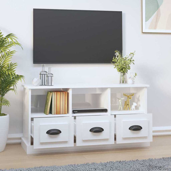Meuble TV vidaXL blanc brillant 100x35x50 cm aggloméré