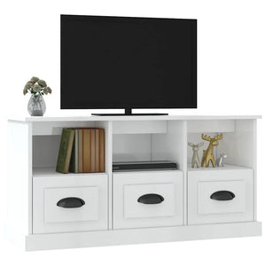 Meuble TV vidaXL blanc brillant 100x35x50 cm aggloméré