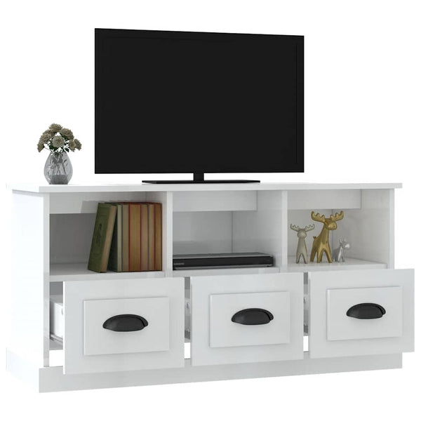 Meuble TV vidaXL blanc brillant 100x35x50 cm aggloméré
