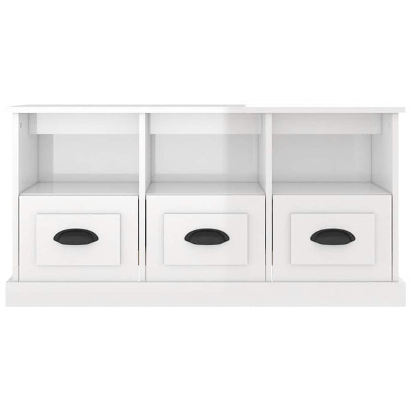 Meuble TV vidaXL blanc brillant 100x35x50 cm aggloméré