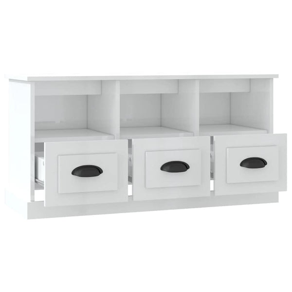 Meuble TV vidaXL blanc brillant 100x35x50 cm aggloméré