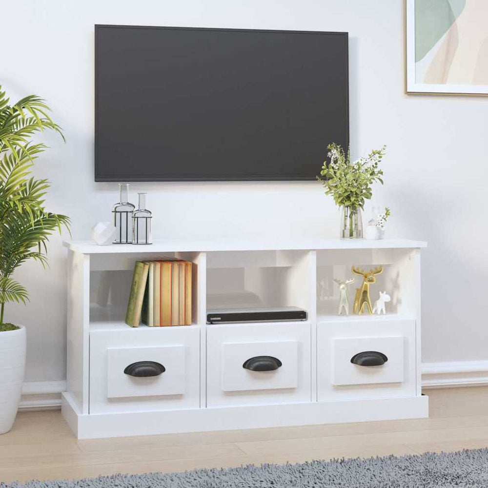 Meuble TV vidaXL blanc brillant 100x35x50 cm aggloméré