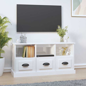 Meuble TV vidaXL blanc brillant 100x35x50 cm aggloméré
