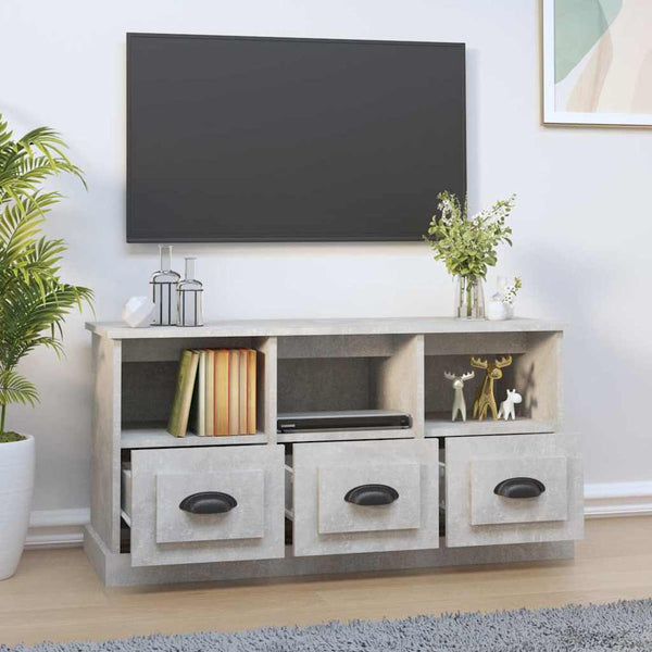 vidaXL Meuble TV Gris béton 100x35x50 cm Bois d'ingénierie