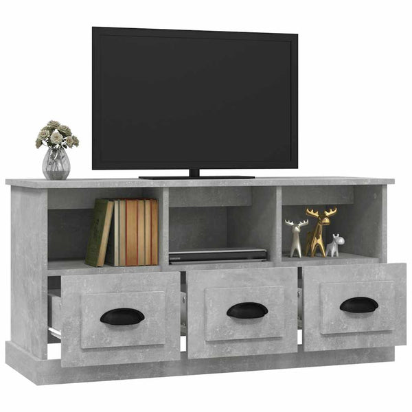 vidaXL Meuble TV Gris béton 100x35x50 cm Bois d'ingénierie