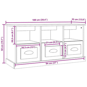 vidaXL Meuble TV Gris béton 100x35x50 cm Bois d'ingénierie