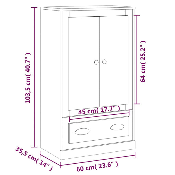 Highboard Weiß 60 cm Holzwerkstoff