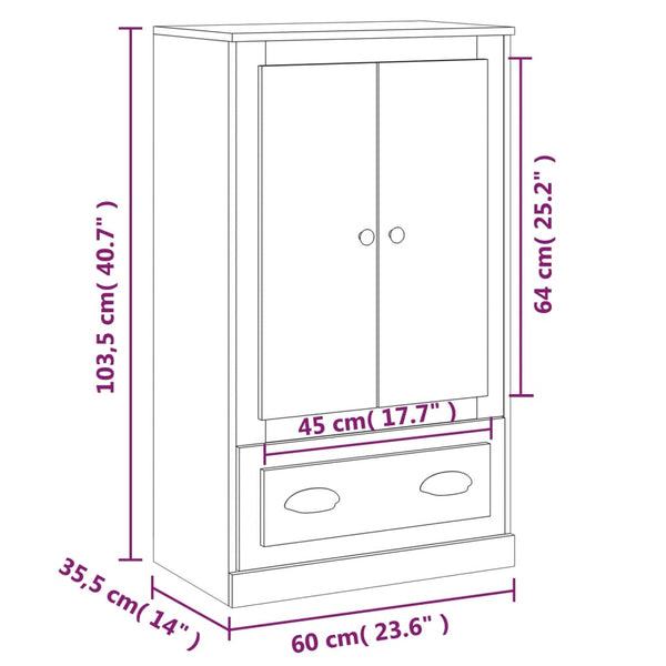 Highboard Weiß Hochglanz 60x35,5x103,5 cm
