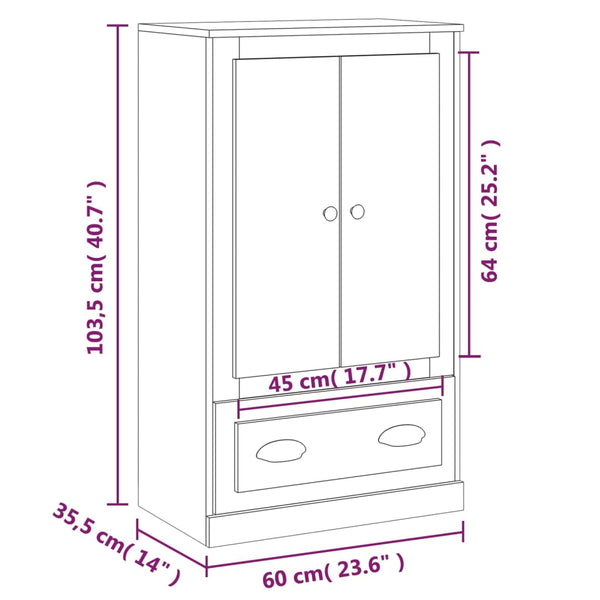 Highboard Grau Sonoma 60x35,5x103,5cm