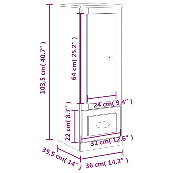 Highboard Weiß 36x35,5x103,5 cm