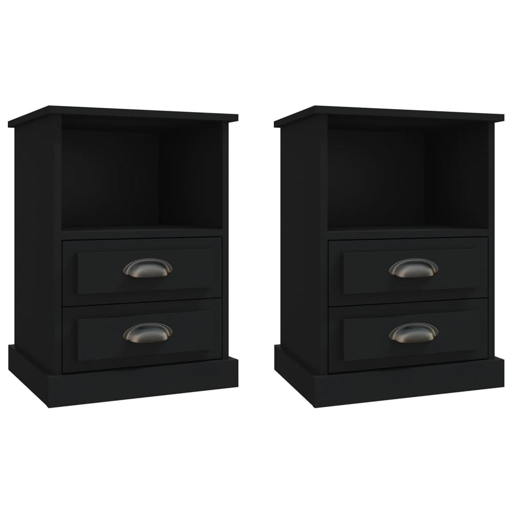 vidaXL Nightstands 2 pcs Black 43x36x60 cm