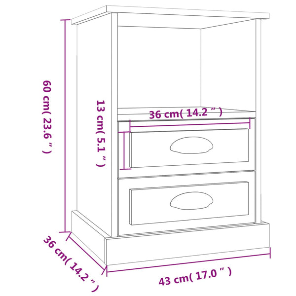 Nachttische Schwarz 43x36x60 cm, 2er-Set