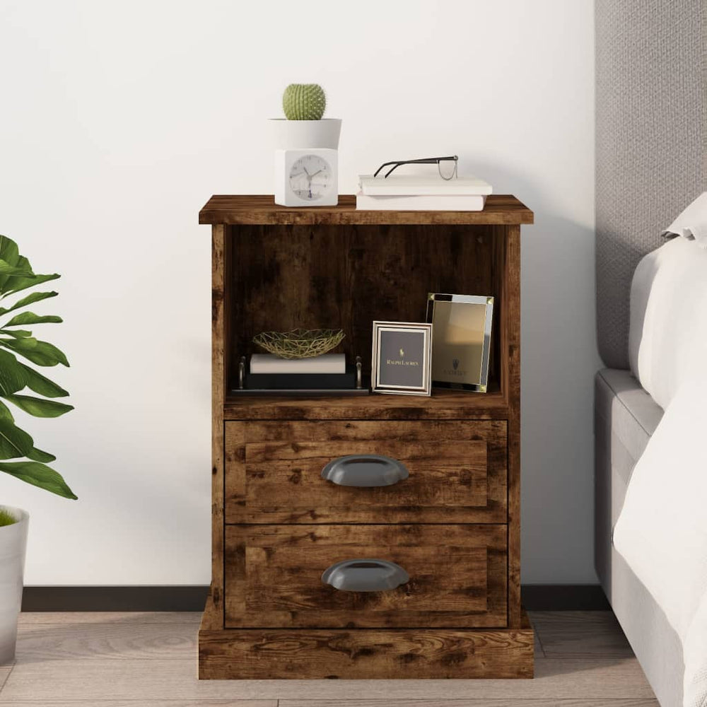 vidaXL Bedside Table Smoked Oak 43x36x60 cm