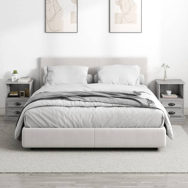 Nachttische 2er Set Grau Sonoma 43x36x60 cm