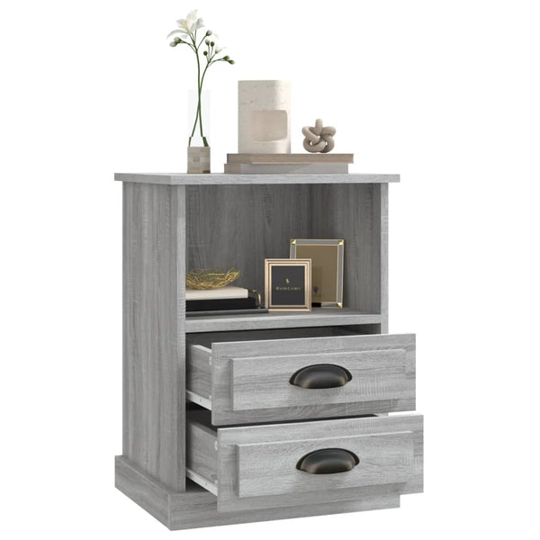 Nachttische 2er Set Grau Sonoma 43x36x60 cm