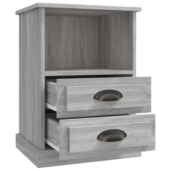 Nachttische 2er Set Grau Sonoma 43x36x60 cm