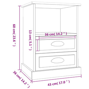 Nachttische 2er Set Grau Sonoma 43x36x60 cm