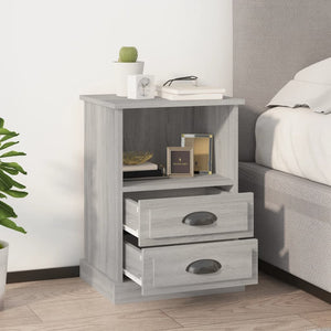 Nachttische 2er Set Grau Sonoma 43x36x60 cm