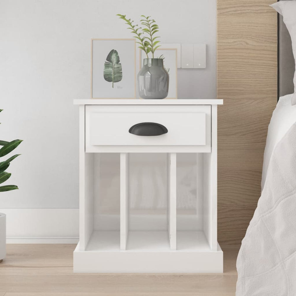 vidaXL Nightstand High Gloss White 43x36x50 cm