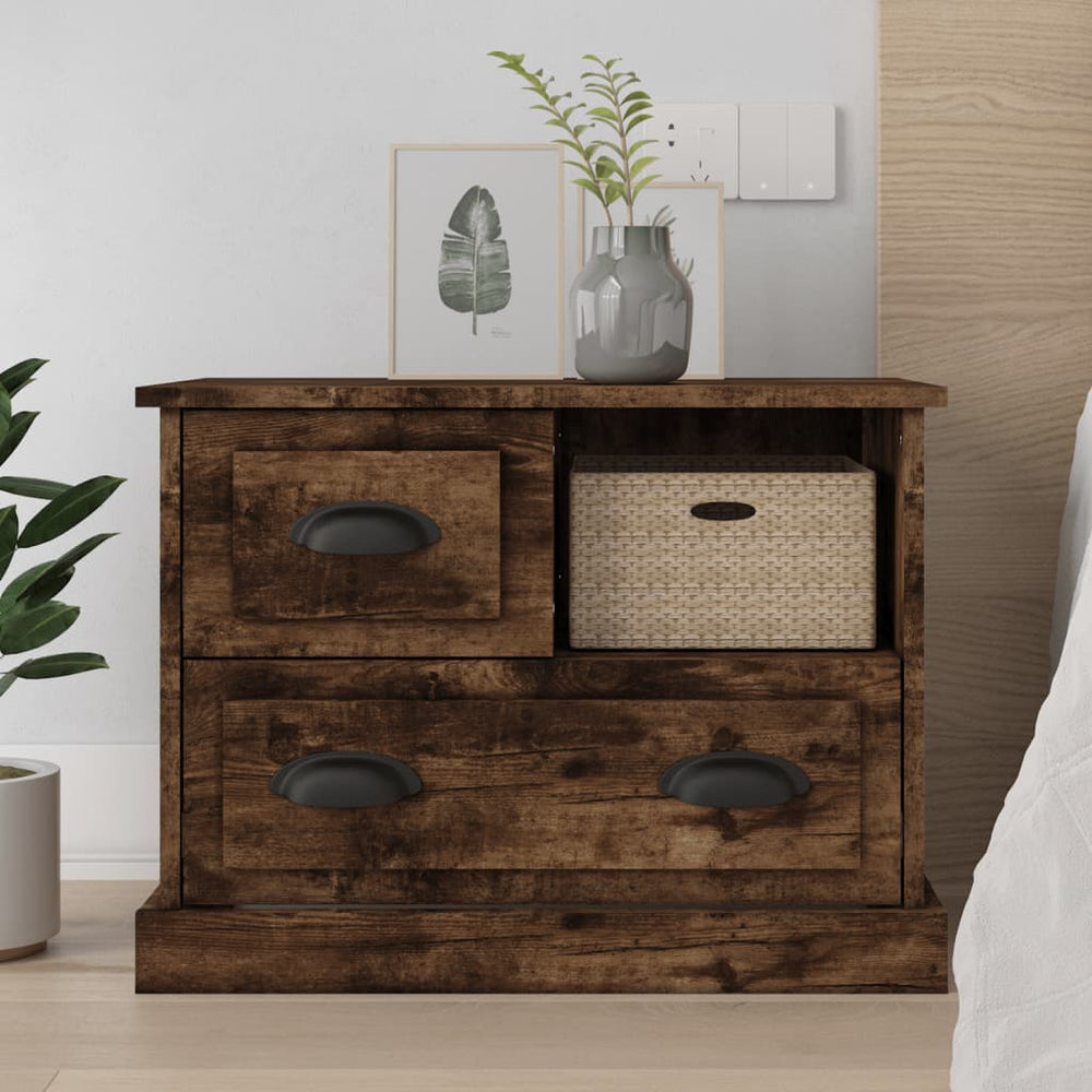 vidaXL Nightstand Smoked Oak 60x39x45 cm