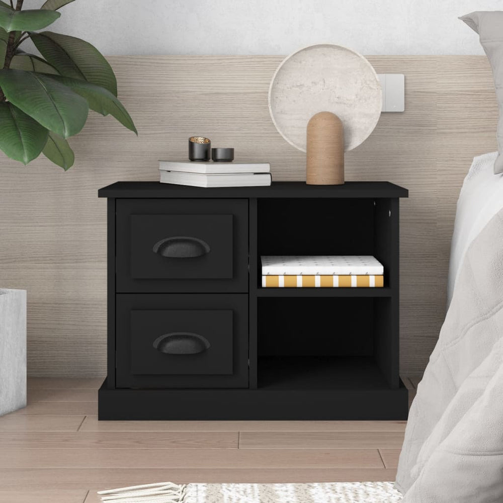 vidaXL Nightstand Black 60x35.5x45 cm