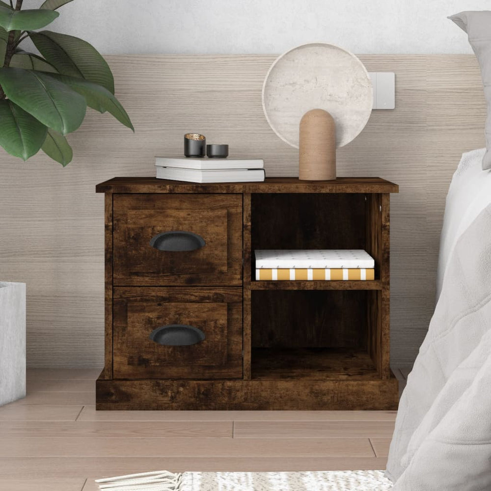 vidaXL Bedside Table Smoked Oak 60x35.5x45 cm
