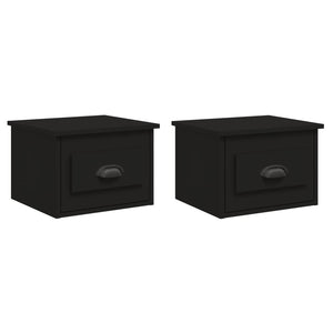 Wand Nachttische Schwarz, 2er-Set
