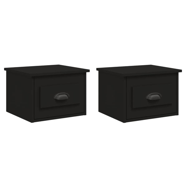 Wand Nachttische Schwarz, 2er-Set