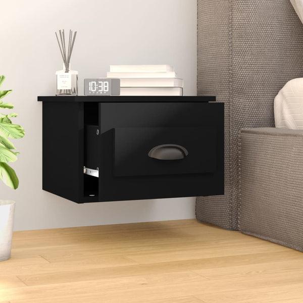 Wand Nachttische Schwarz, 2er-Set