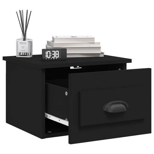 Wand Nachttische Schwarz, 2er-Set