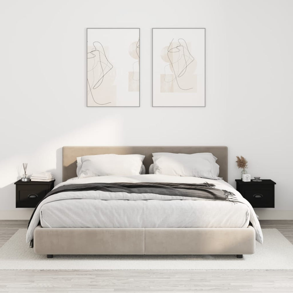 vidaXL Wall-Mounted Nightstands 2 pcs Black 41.5x36x28 cm