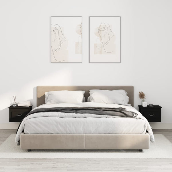 Wand Nachttische Schwarz, 2er-Set