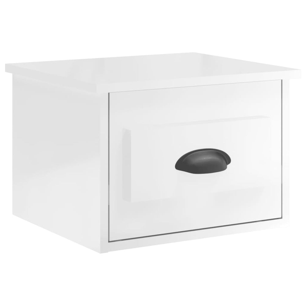 vidaXL Wall-Mounted Nightstand High Gloss White 41.5x36x28 cm