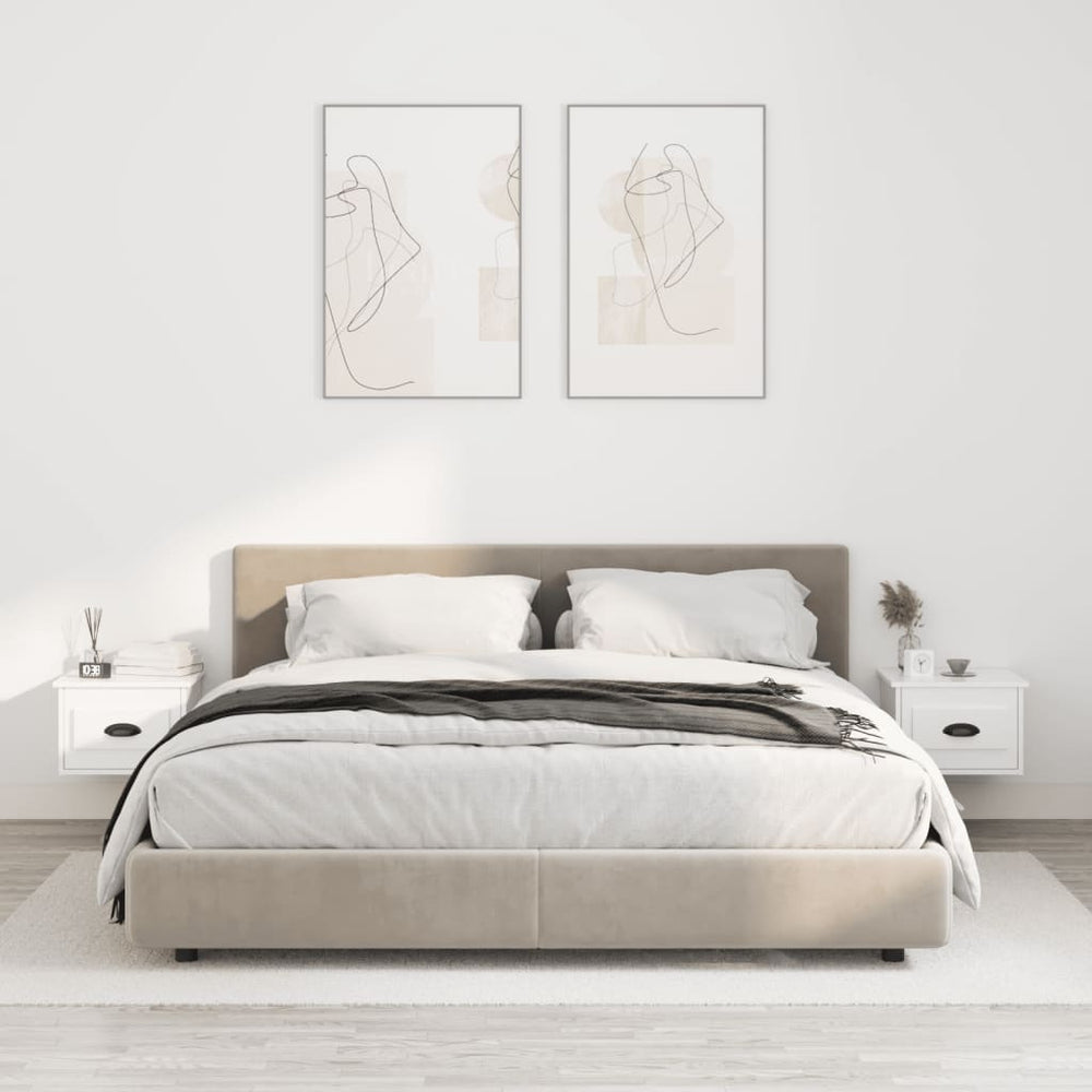 Wand Nachttische 2er Set Weiß Hochglanz