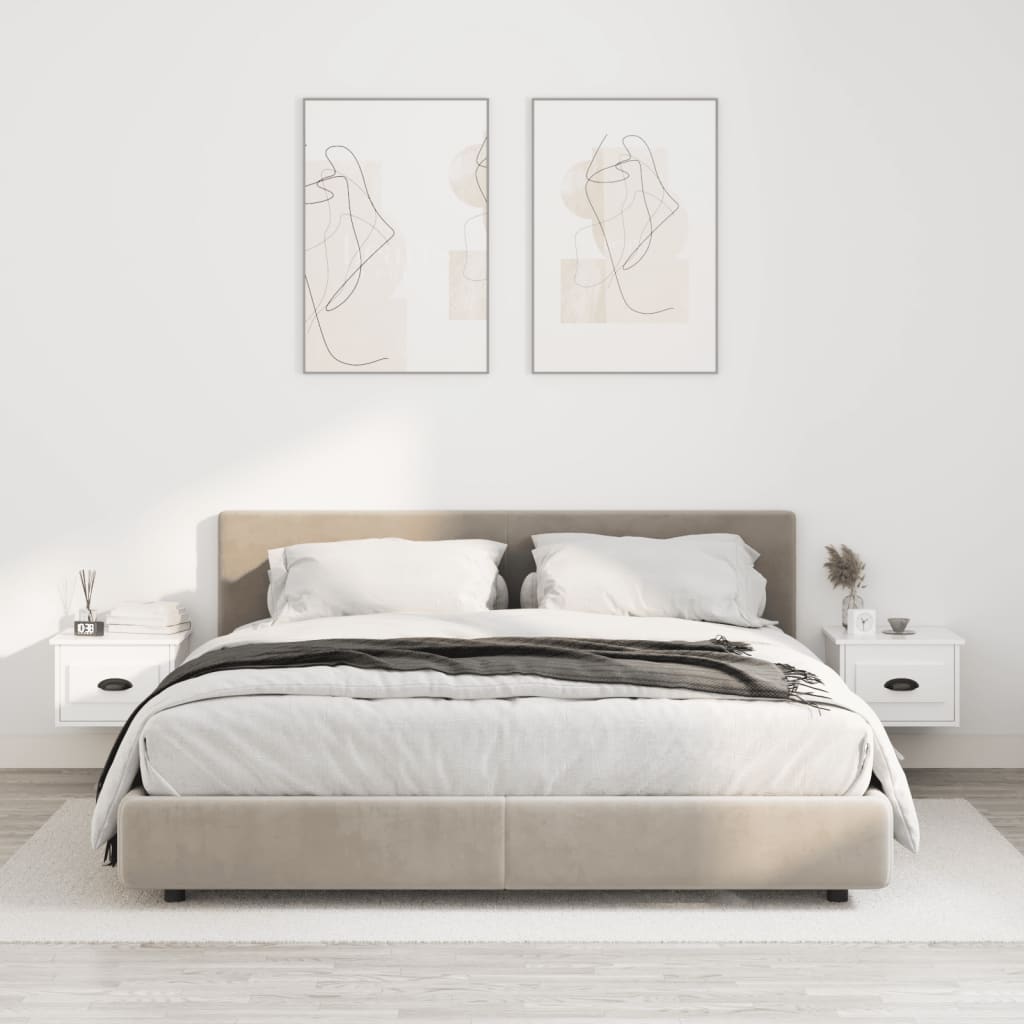Wand Nachttische 2er Set Weiß Hochglanz