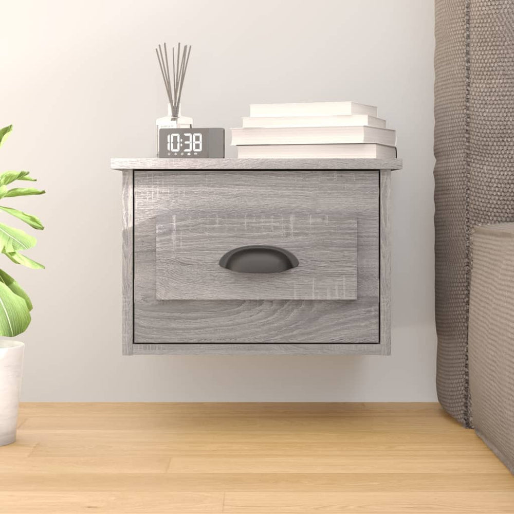vidaXL Wall-Mounted Nightstand Sonoma Grey 41.5x36x28 cm
