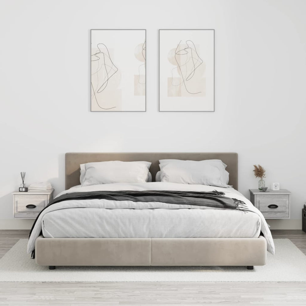 vidaXL Wall-Mounted Bedside Tables 2 pcs Sonoma Grey 41.5x36x28 cm